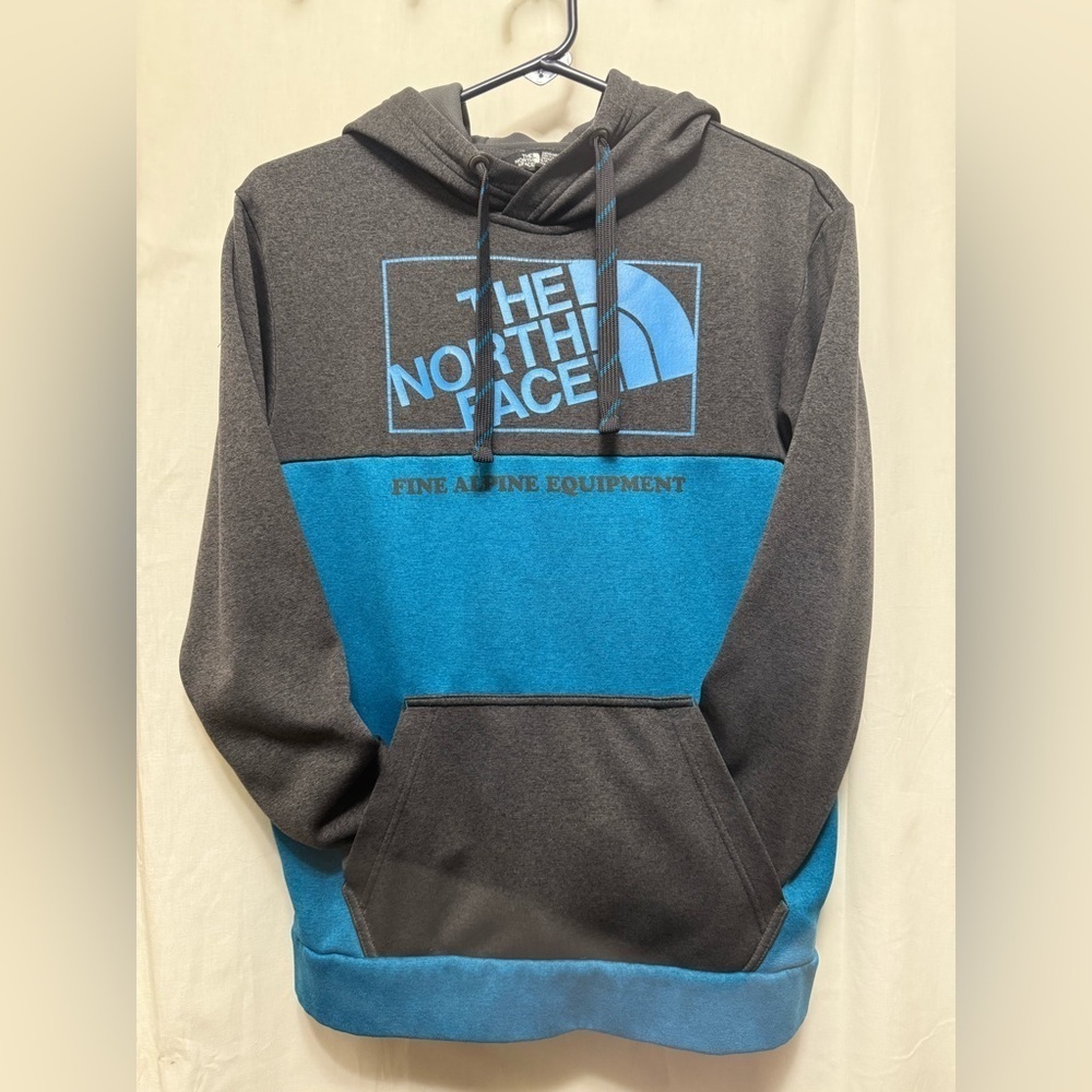 The North Face Men's Charcoal and Teal Hoodie Small Sweatshirt 0103